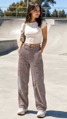 Vintage Y2K Ocean Pacific Corduroy Carpenter Pants Juniors 3 26 Taupe Skater